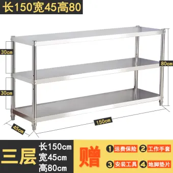 Stainless Steel Kitchen Rack Cabinet Multi Functional Collection Three Story Stove Top Rack Floor To Ceiling Multi Layer Vegetable Shelf Shelf Shelf Lazada Singapore