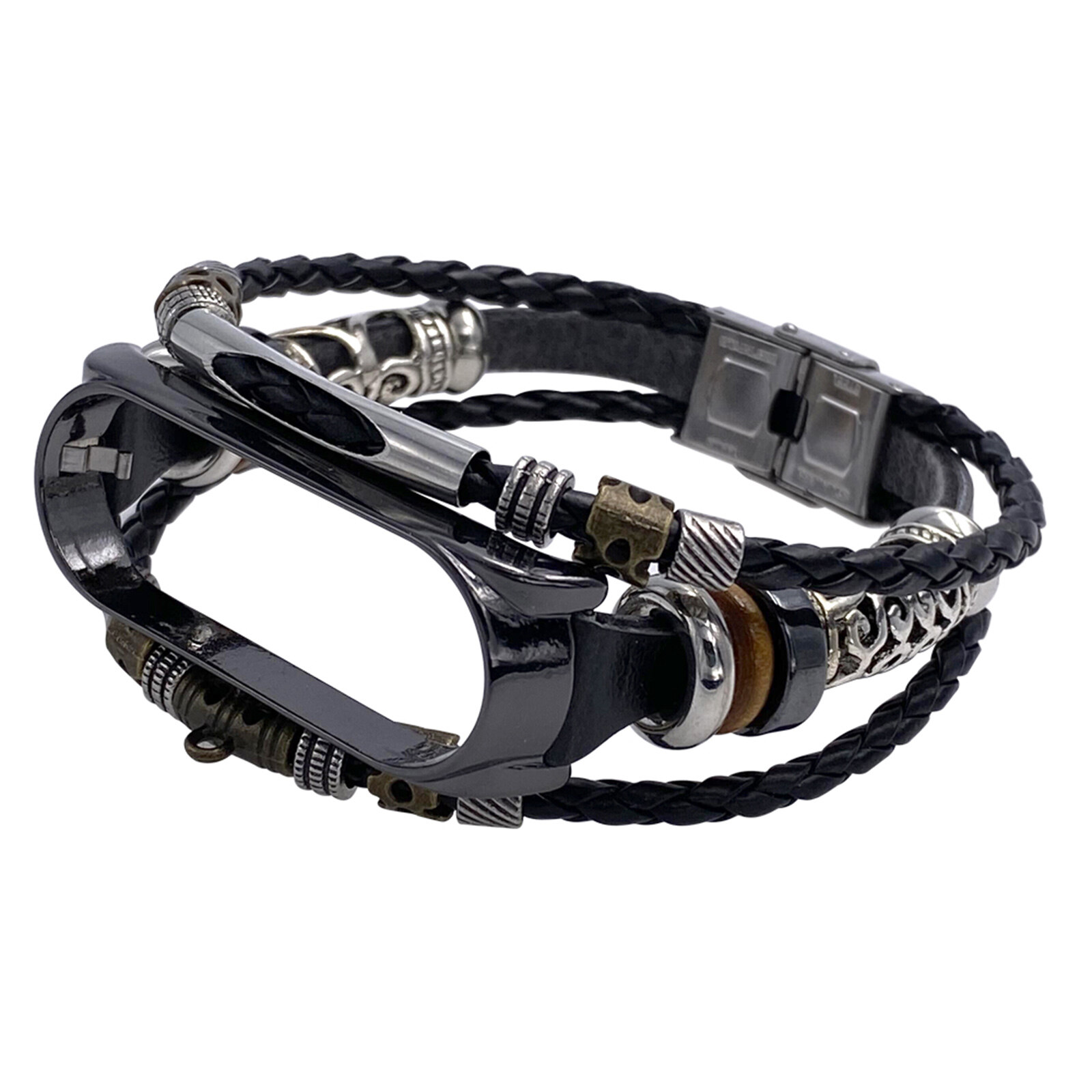 Retro Strap Replacement for Mi Band 6/6 NFC Wrist Strap Compatible with Xiaomi Mi Band 5 Leather Strap Replacement Leather Beading Bracelet