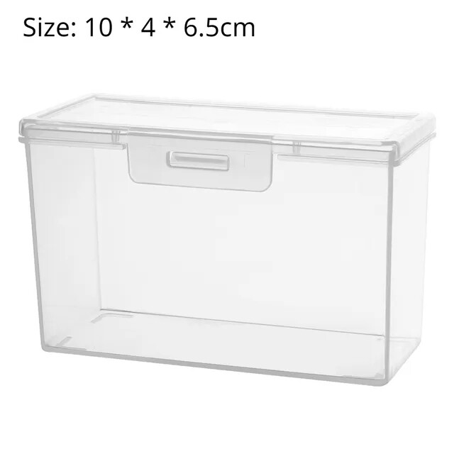 Clear Rectangular Storage Box Portable Small Plastic Collection Case for Jewelry Stationery Headwear Multipurpose Home Organizer