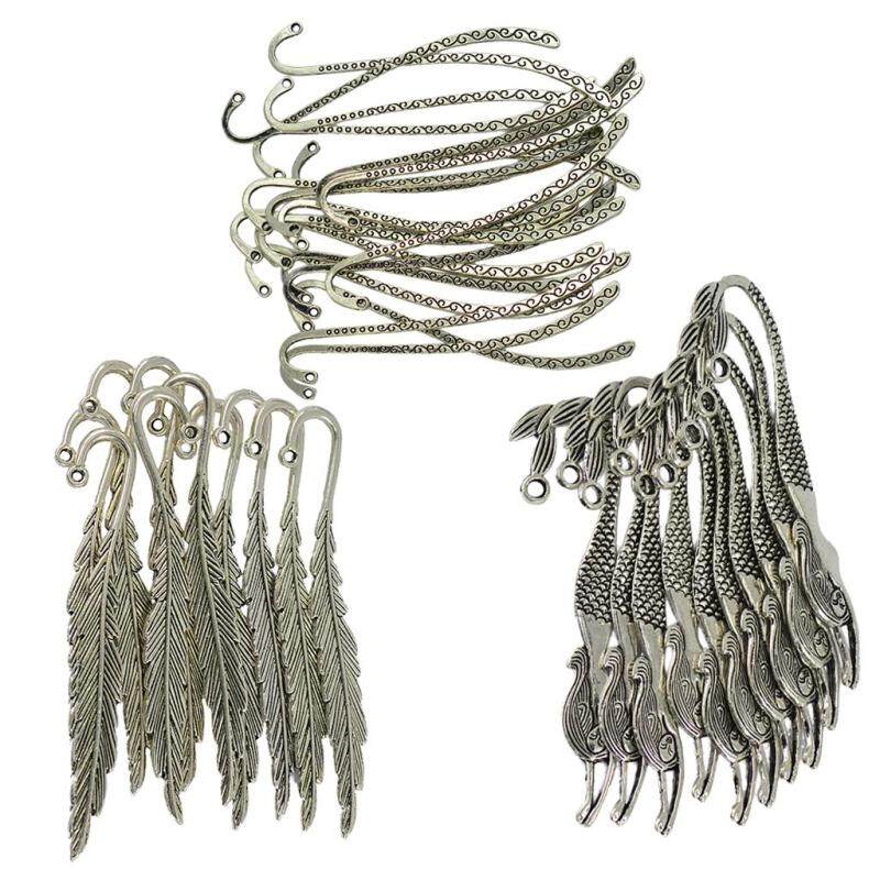 Miracle Shining 40 Pieces/ Lot Vintage Tibetan Silver Beading Bookmarks Loop Hole For DIY Making Crafts Wedding Jewelry Malaysia