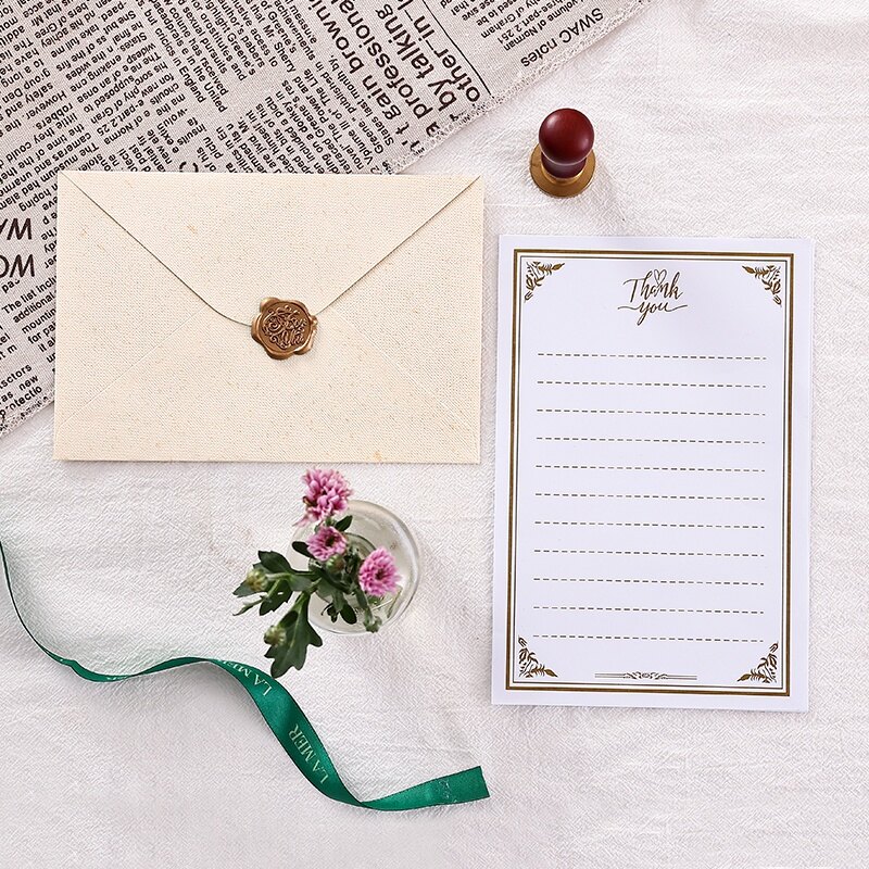 5 pcs Linen kết cấu phong bì đơn giản phong bì Retro thiết lập