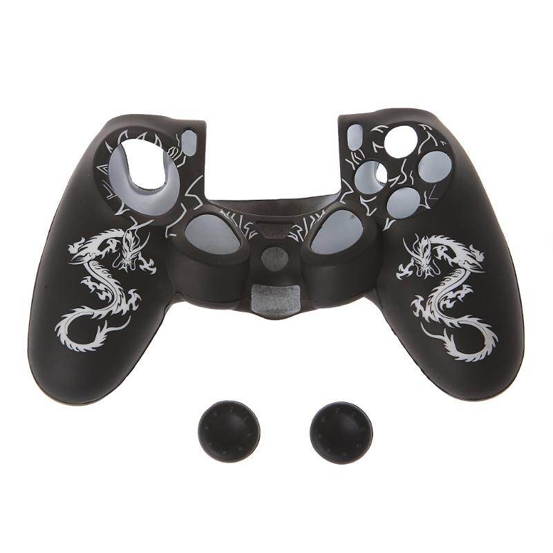 Vỏ Bọc Tay Cầm Chơi Game Silicon Hình Rồng Trung Quốc + 2 Nút Điều Khiển Cho Bộ Điều Khiển PS4