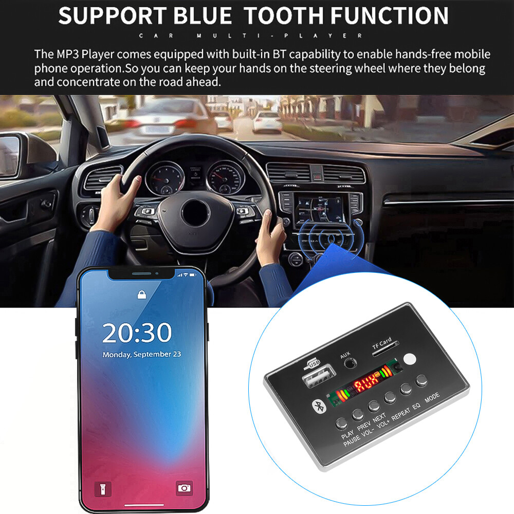Mô-đun Giải Mã MP3 Bluetooth 5.0 Mô Đun Bảng Mạch Từ Xa USB FM 5V 12V Cho Xe Hơi Máy Phát MP3 USB WMA WAV Khe Cắm Thẻ TF