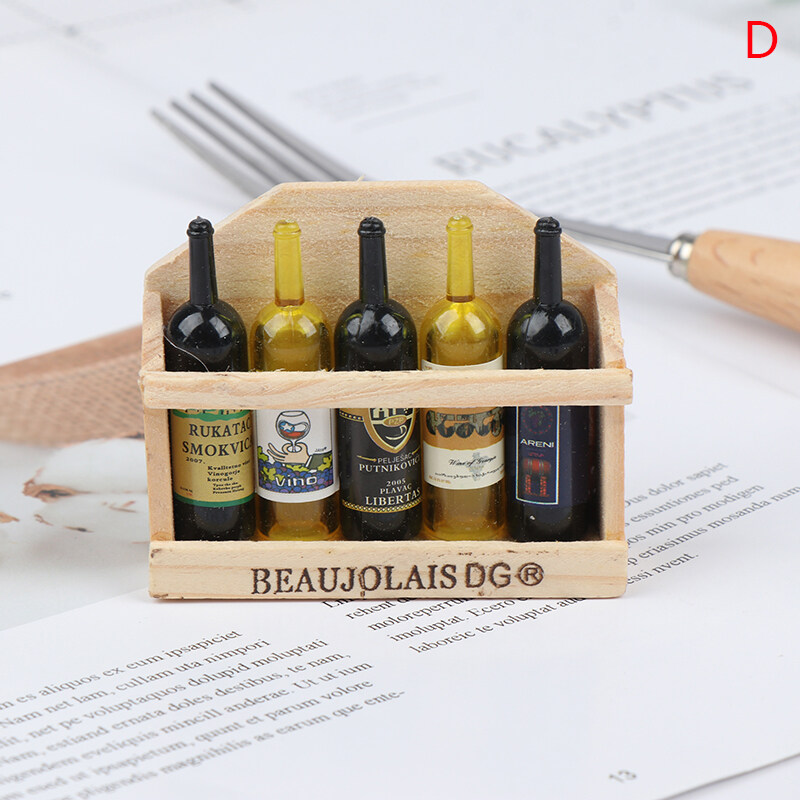 【Flash Sale】1Pcs Dollhouse Miniature Wine Bottle Set with Box