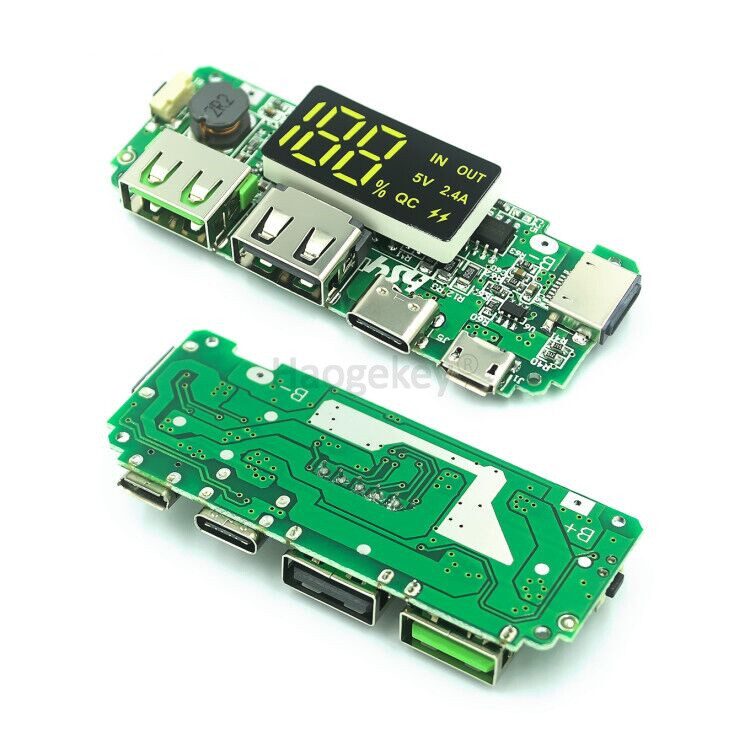 Led dual usb 5v 2.4a micro/type-c usb mobile power bank 18650 charging module lithium battery charger board circuit protection