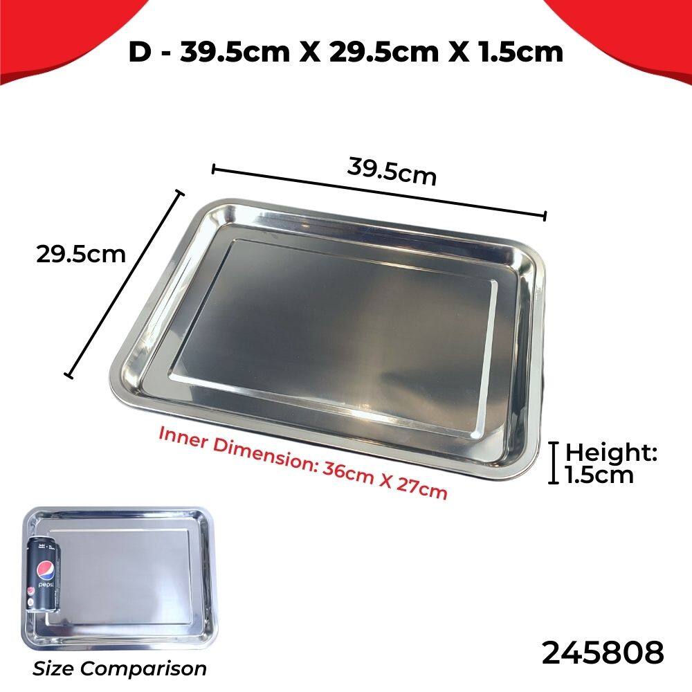 SUPERSAVE Thick Stainless Steel Flat Rectangle Serving Tray