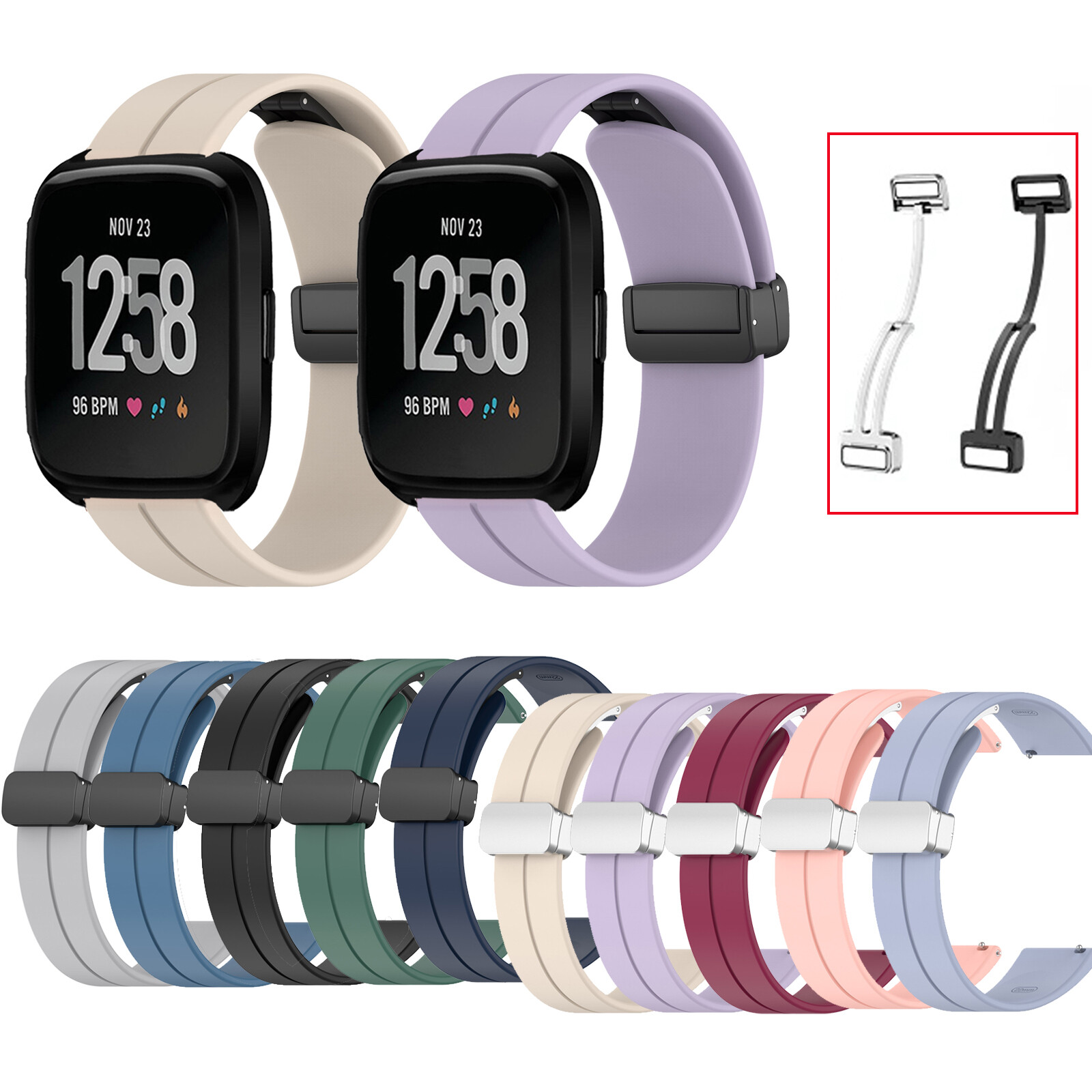 Strap Suitable For Fitbit Versa / Versa Lite / Versa 2/SE Folding Buckle Soft Silicone band
