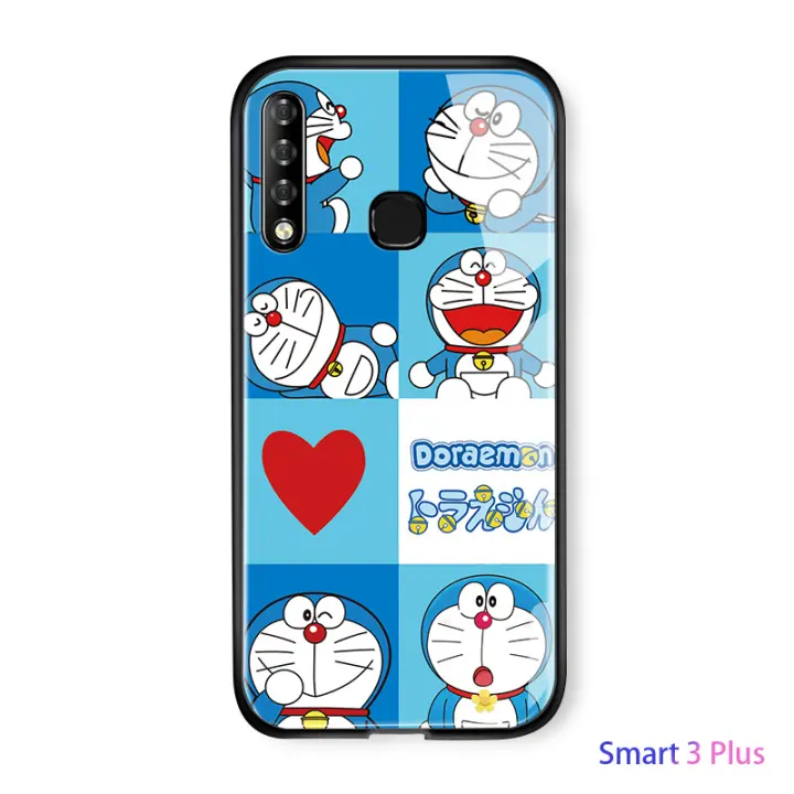 Ucuc Casing Handphone Kartun Doraemon Sarung Hp Kaca Tempered Belakang Lembut Mengkilat Untuk Infinix Smart 3 Plus X627 X627v Lazada Indonesia