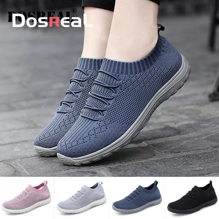 DOSREAL Casual Women Shoes Plus Size 35-43 Breathable Korean Style Sneakers Shoes For Women Hot Sale Slip On Running Walking Shoes Flat Women Sport Shoes