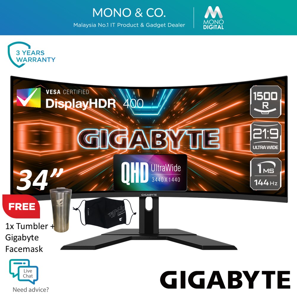 Gigabyte G34WQC Curved Gaming Monitor with Ultrawide QHD, FreeSync (34 ...