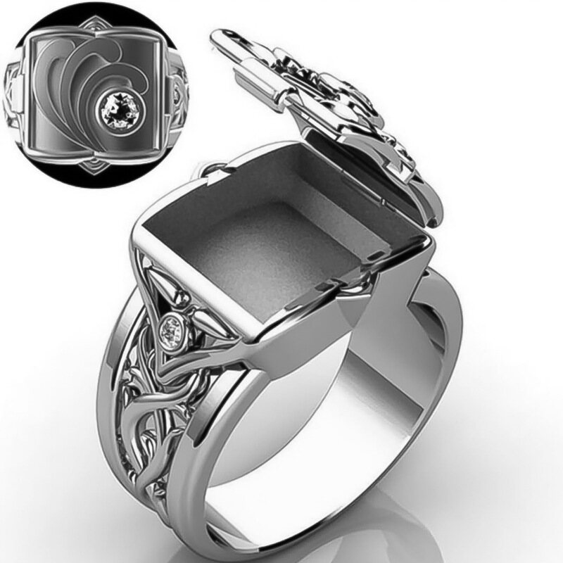 JWEGHL New hot sale Creative Design Carved Open Cap Pattern Ring For Men Women Plated Gold Silver Punk Ring For Male