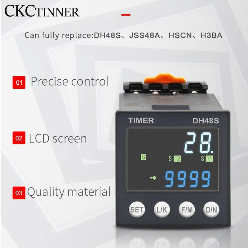 New Product DH48S DC/AC24V AC220V Precision Programmable Delay Relay 0.01S-99990H With Socket Base DH48S Series Time Relay