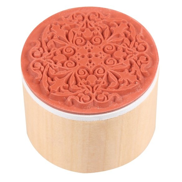 Practical 6 in 1 Round Wooden Rubber Retro Floral Pattern Stamps
