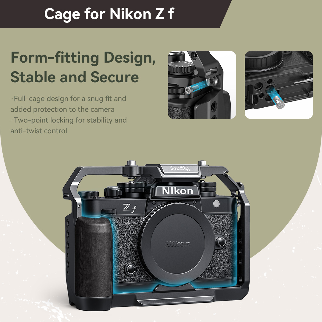 SmallRig ZF Camera Cage L-Shape Bracket Wooden Handle cho Nikon Z f 4262 / 4261 / 4801