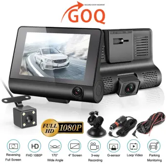 Goq D90 Tricam 3 Lens Car Camera Dash Cam Camcorder Front
