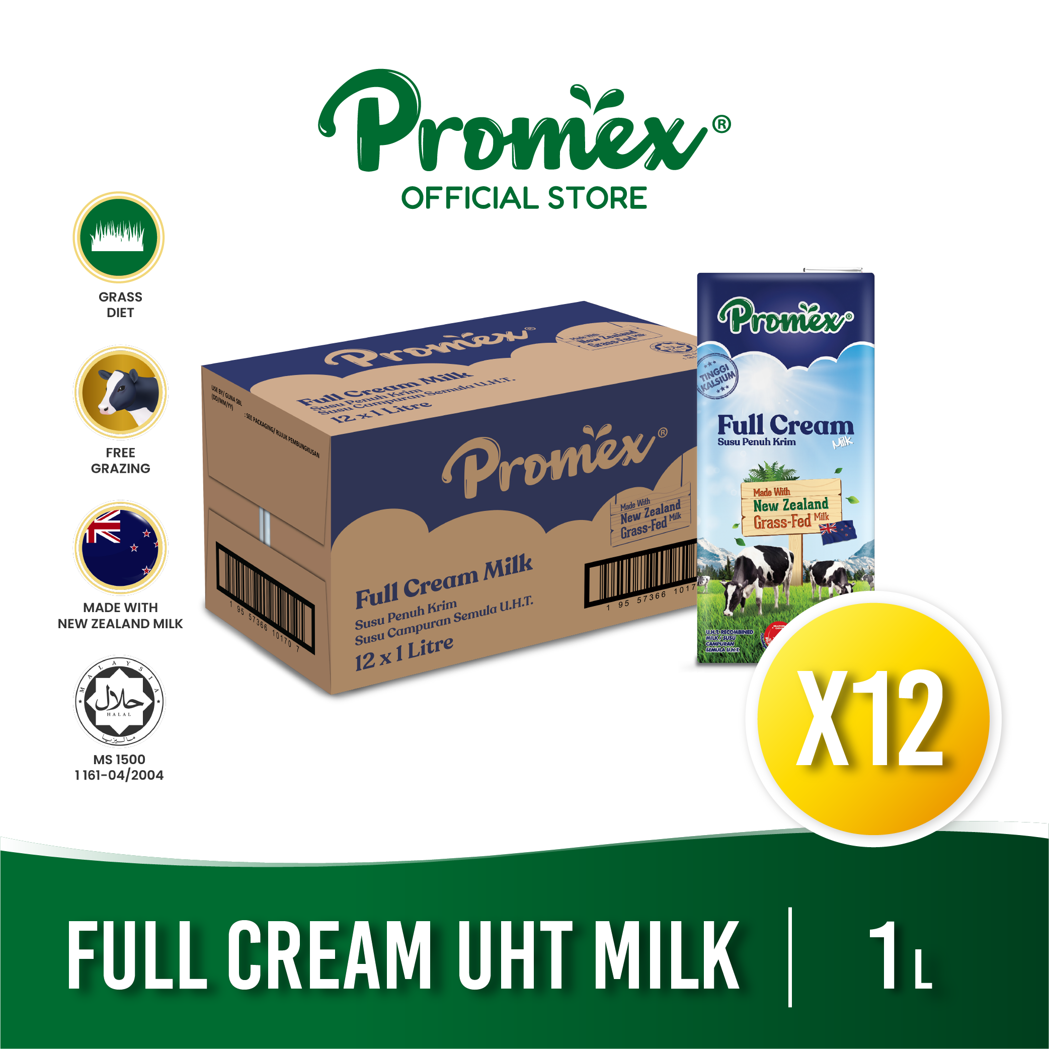 Promex Grassfed UHT Full Cream Milk (1L) x12 Lazada