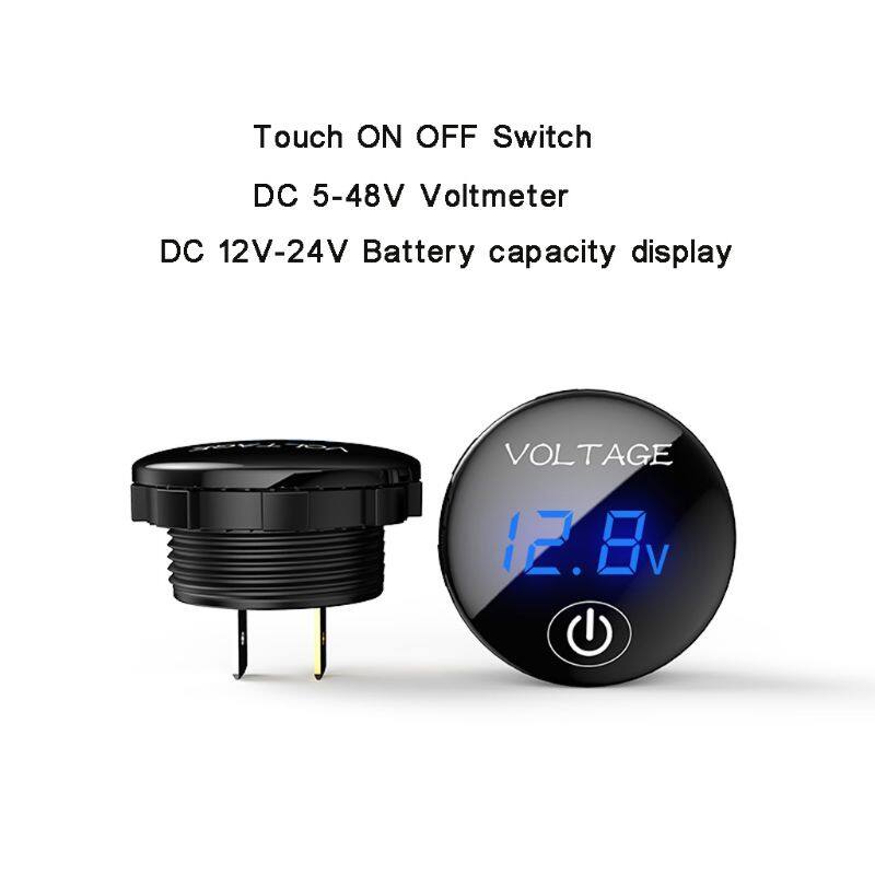 Car Motorcycle DC 5V-48V LED Panel Digital Voltage Meter  Battery Capacity Display Voltmeter with Touch ON OFF Switch