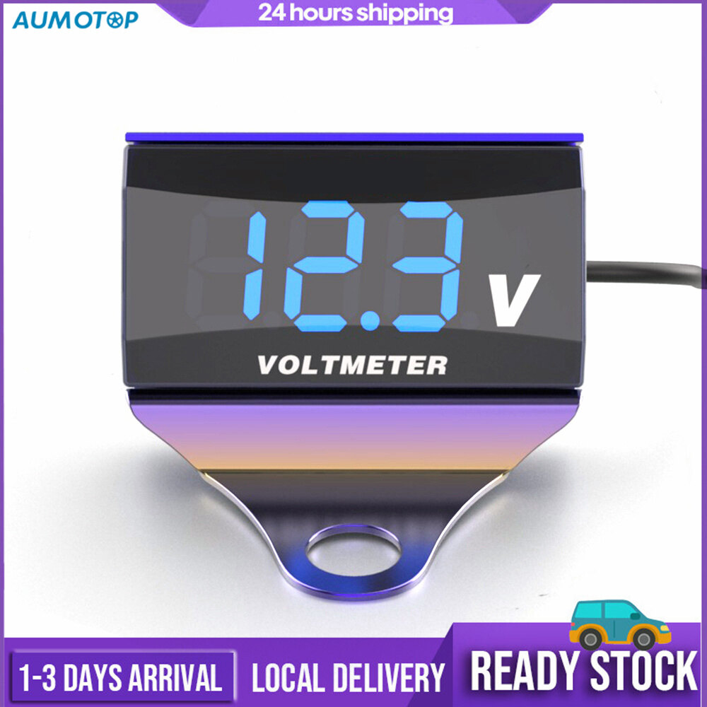 Motorcycle DC 10-150V Digital Voltmeter LED Display Waterproof Voltage Tester Moniter Gauge with Bracket