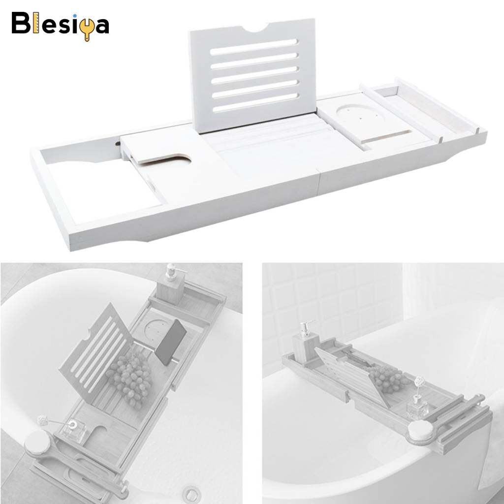 Blesiya Wooden Bathtub Caddy Tray Bath Tray Shower Rack Storage Holder Soap Dish