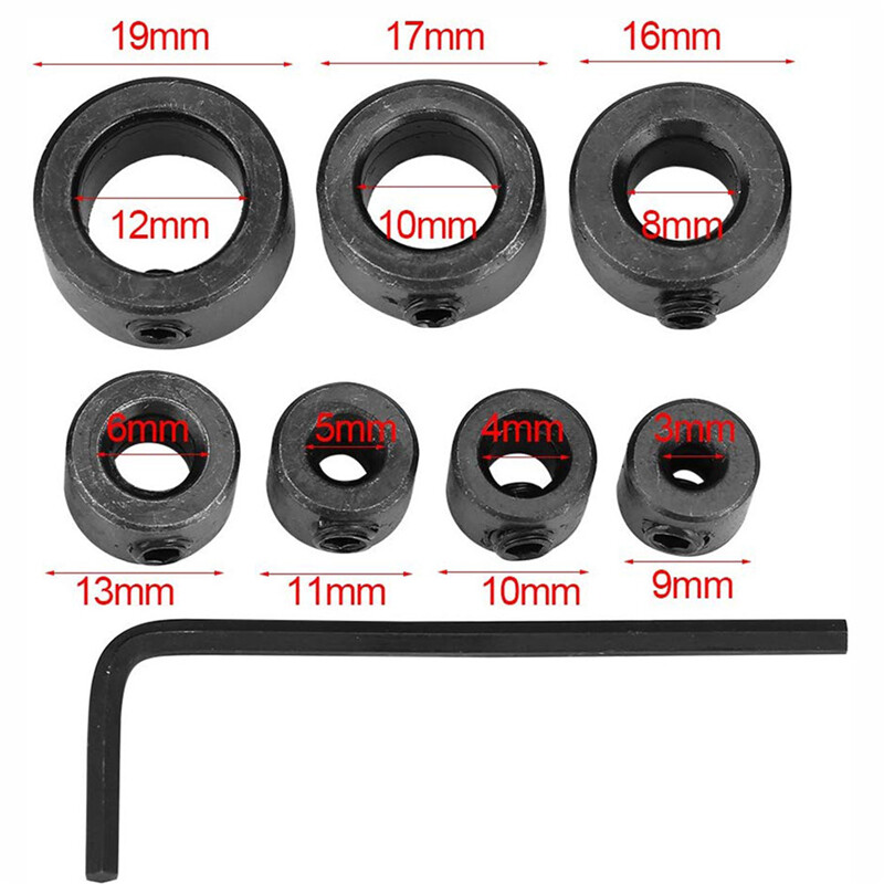 Ashowner 7 Loại Dừng Khoan, Vòng Chặn Độ Sâu Mũi Khoan 3-12Mm Vòng Giới Hạn Mâm Cặp Trục Chốt Định Vị Định Vị Đối Với Mũi Khoan Khoan Nhất Quán