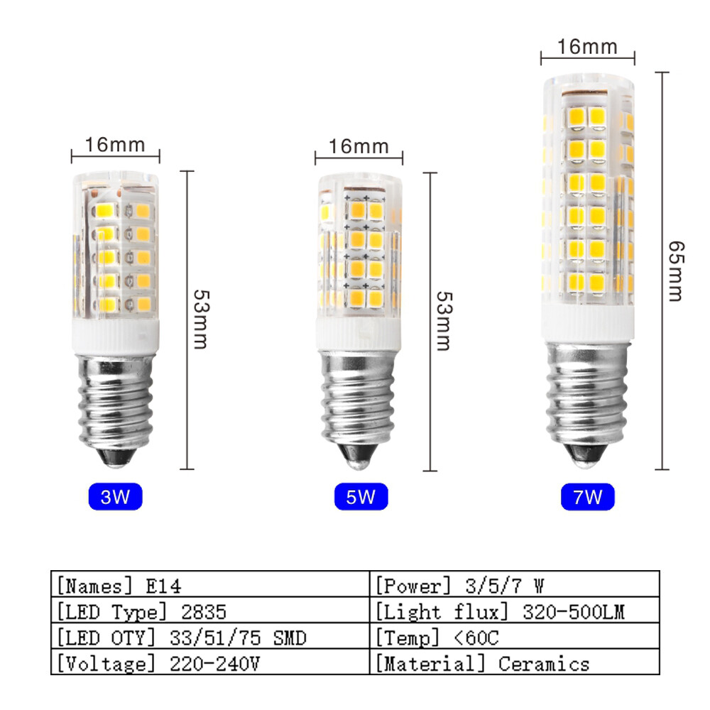 3w 5w 7w e14 led bulb lamp 220v-240v mini corn bulb light 2835smd 360 beam angle replace halogen chandelier lights