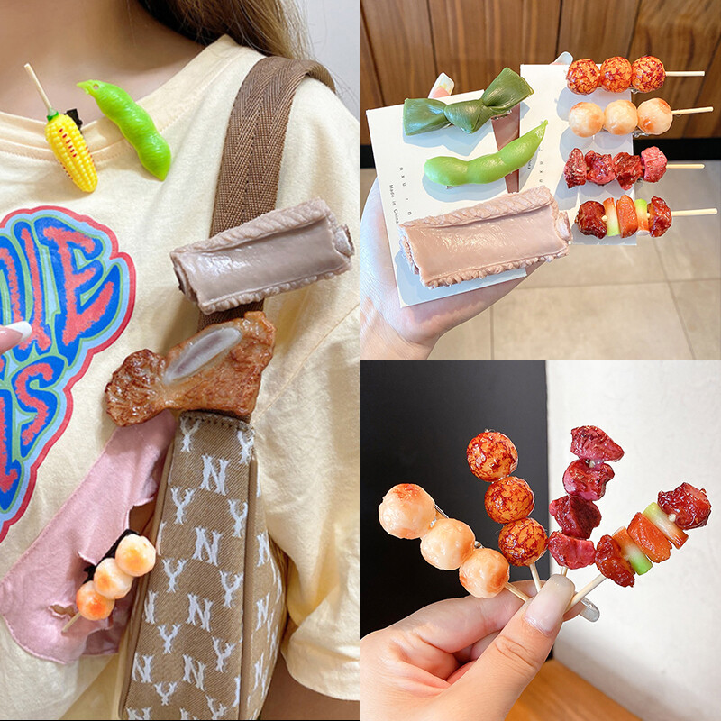 Simulated Food Hairpin Funny Personality Creative Edamame Skewers Hair Clip