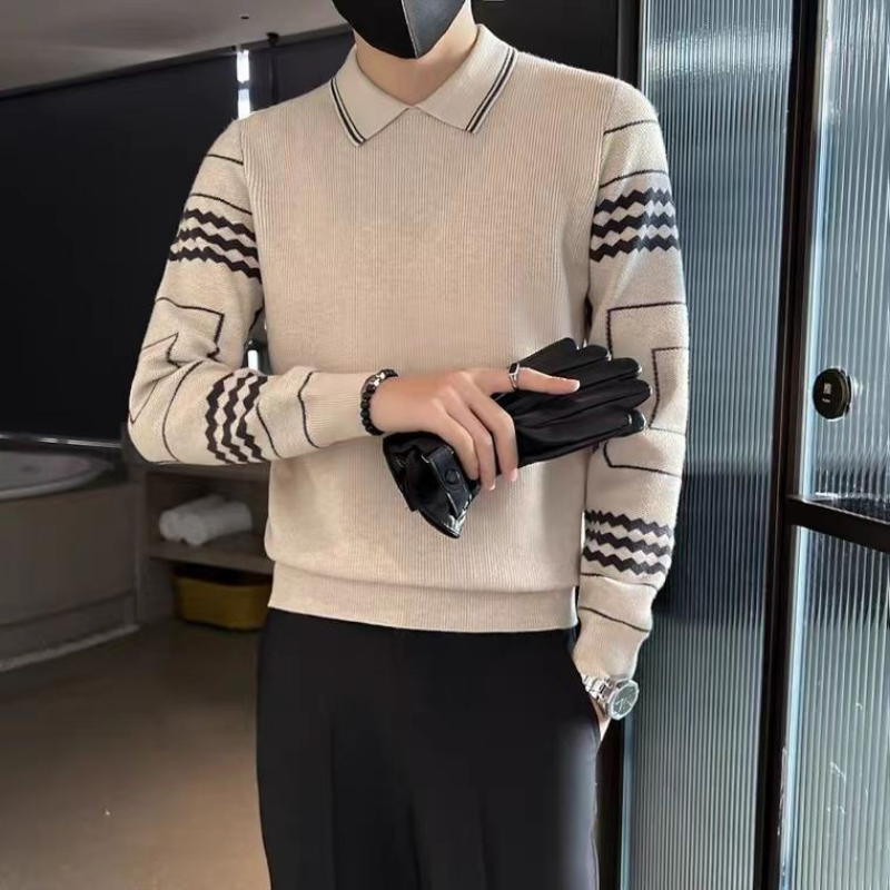 Kragen Pullover männer 2022 Herbst und Winter Neue Vielseitige Slim Fit Warme Strickwaren Winter Tragen Unterwolle Thread Fashion484_voghion.com