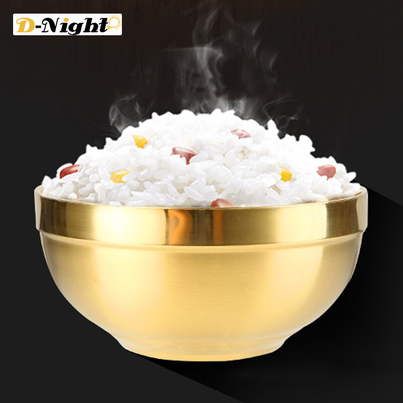 D-Night 304 Stainless Steel Gold Bowl Thickened Double Layer Heat Insulation Kitchen Cooking Tools