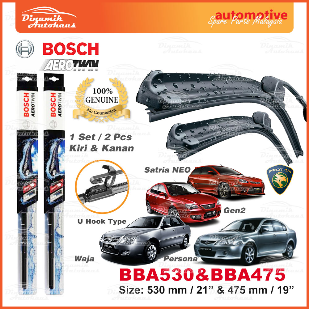 Proton Persona Waja Satria Neo Gen2 Car Front Windshield Wiper Blade 21 19 Bosch U Hook Aerotwin Bba530 Bba475 1 Set Lazada