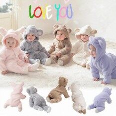Zhihuida 0-12 Tháng Sơ Sinh Một Mảnh Cho Bé Áo Gấu Cho Bé Thiết Kế Tai Có Mũ Trùm Đầu Dài Tay Jumpsuit Áo Liền Quần Trẻ Em Quần Áo Mùa Thu Mùa Đông Cho Bé