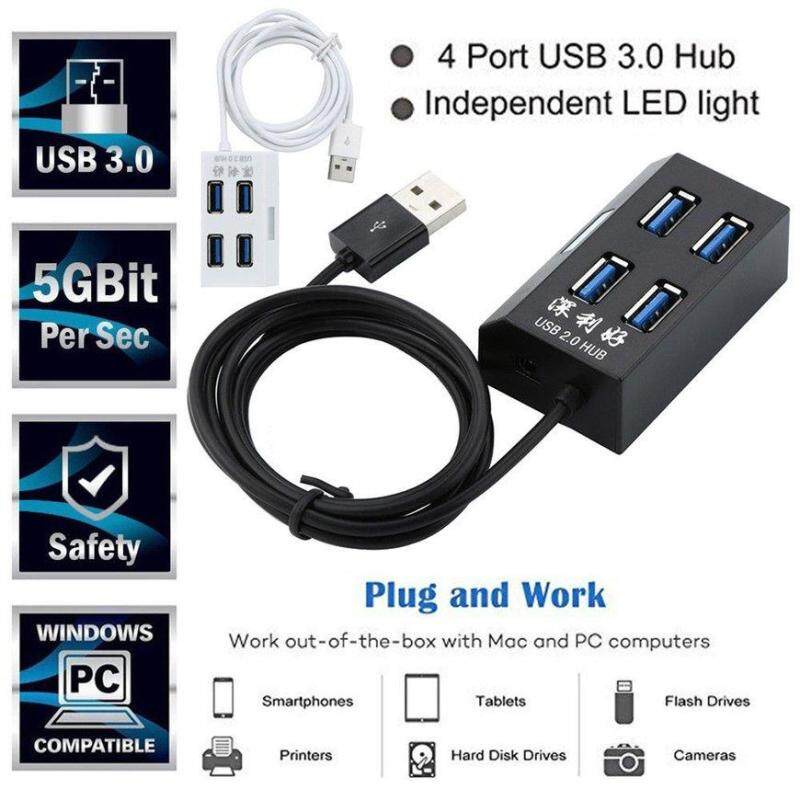 OSMAN The Trapezoidal High Speed 4 Port USB 3.0 Hub Splitter With Power Adapter