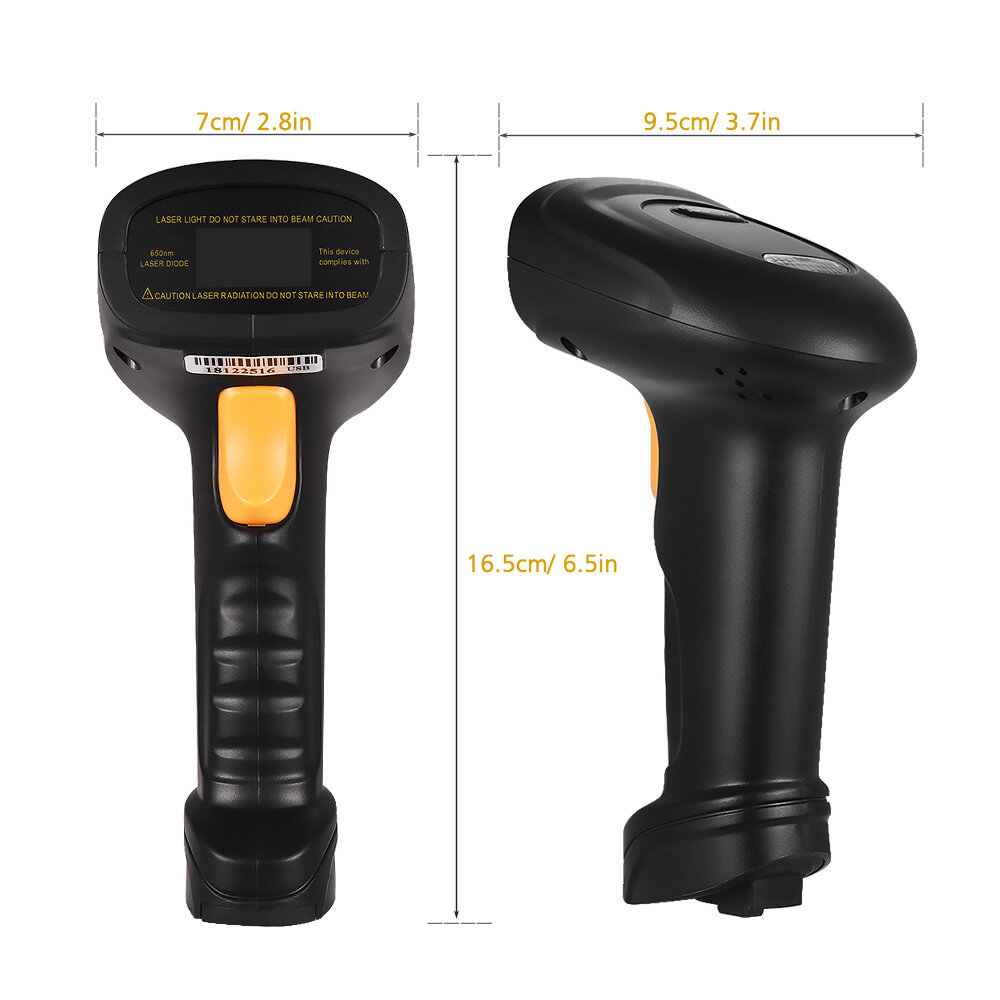 Aibecy Máy Quét Mã Vạch Không Dây 2 Trong 1 2.4G & Máy Quét Mã Vạch Có Dây USB Máy Quét Mã Vạch 1D Cầm Tay Lưu Trữ Tối Đa 120,000 Mã Vạch Với Bộ Thu USB Mini Pin Có Thể Sạc Lại Cáp USB, Cho Máy Tính Máy Tính Xách Tay