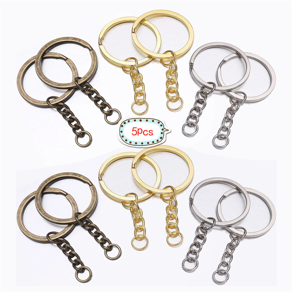 5 Chiếc Móc Chìa Khóa Với Vòng Chia Vòng Móc Khóa Cổ Mạ Đồng Bạc Vàng 30Mm Dài Chia Vòng Móc Khóa Để Tự Làm Mặt Dây Chuyền Quyến Rũ