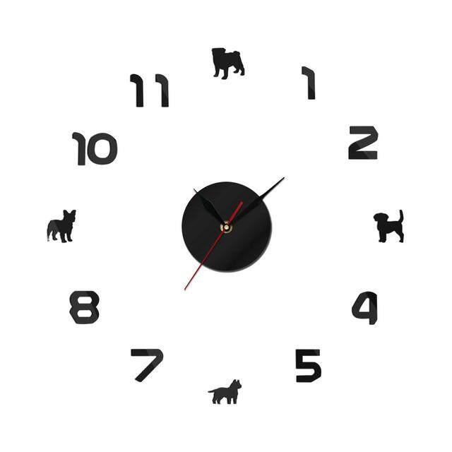 {Little clock} ปั๊กพิตบูลล์ฝรั่งเศสบูลด็อกบีเกิ้ล DIY นาฬิกาแขวนผนัง