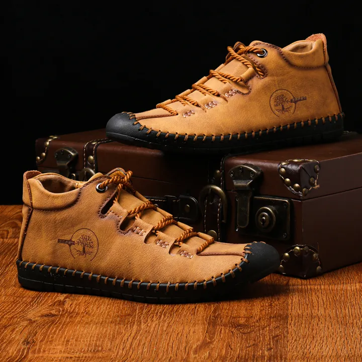 hand stitching ankle boots timberland