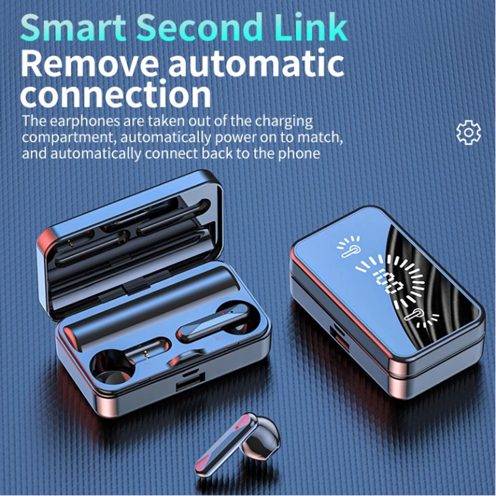 S20 Headset Comfortable to Wear LED Digital Display Solid Color Wireless Bluetooth-compatible In-ear Earphone for Sports Practical Bluetooth Earphone