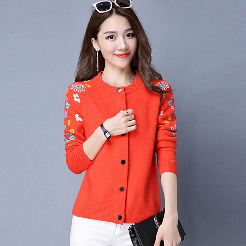 Autumn Korean version of the sweater cardigan sweater female embroidered wild jacket