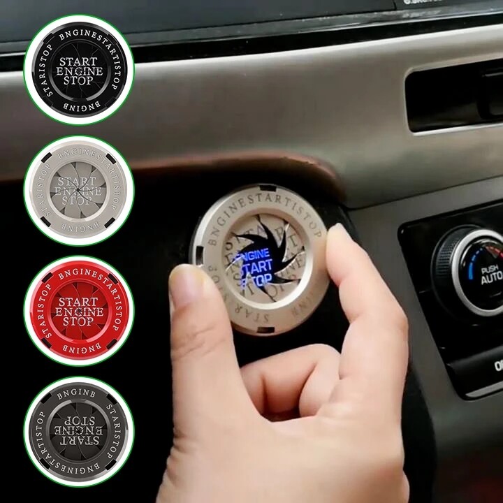 Nắp Bảo Vệ Hợp Kim Nút Bắt Đầu Cho Xe Hơi Loại Núm Sáng Tạo Nắp Chống Xước Chìa Khóa Dừng Thông Dụng Cho Ô Tô Động Cơ Xe Máy Công Tắc Tự Dính Vòng Đệm Trang Trí
