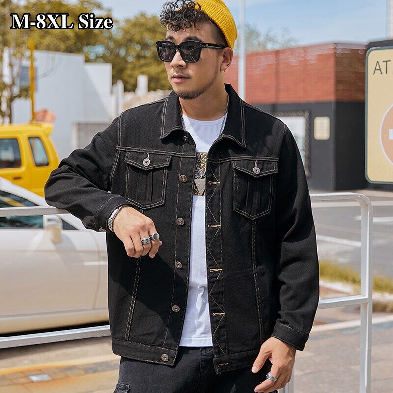 2021 Autumn Men's Denim Jacket 8XL 7XL 