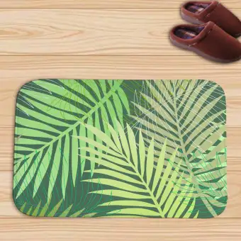 Hand Painted Watercolor Palm Tree Leaves Doormat Welcome Door Mat