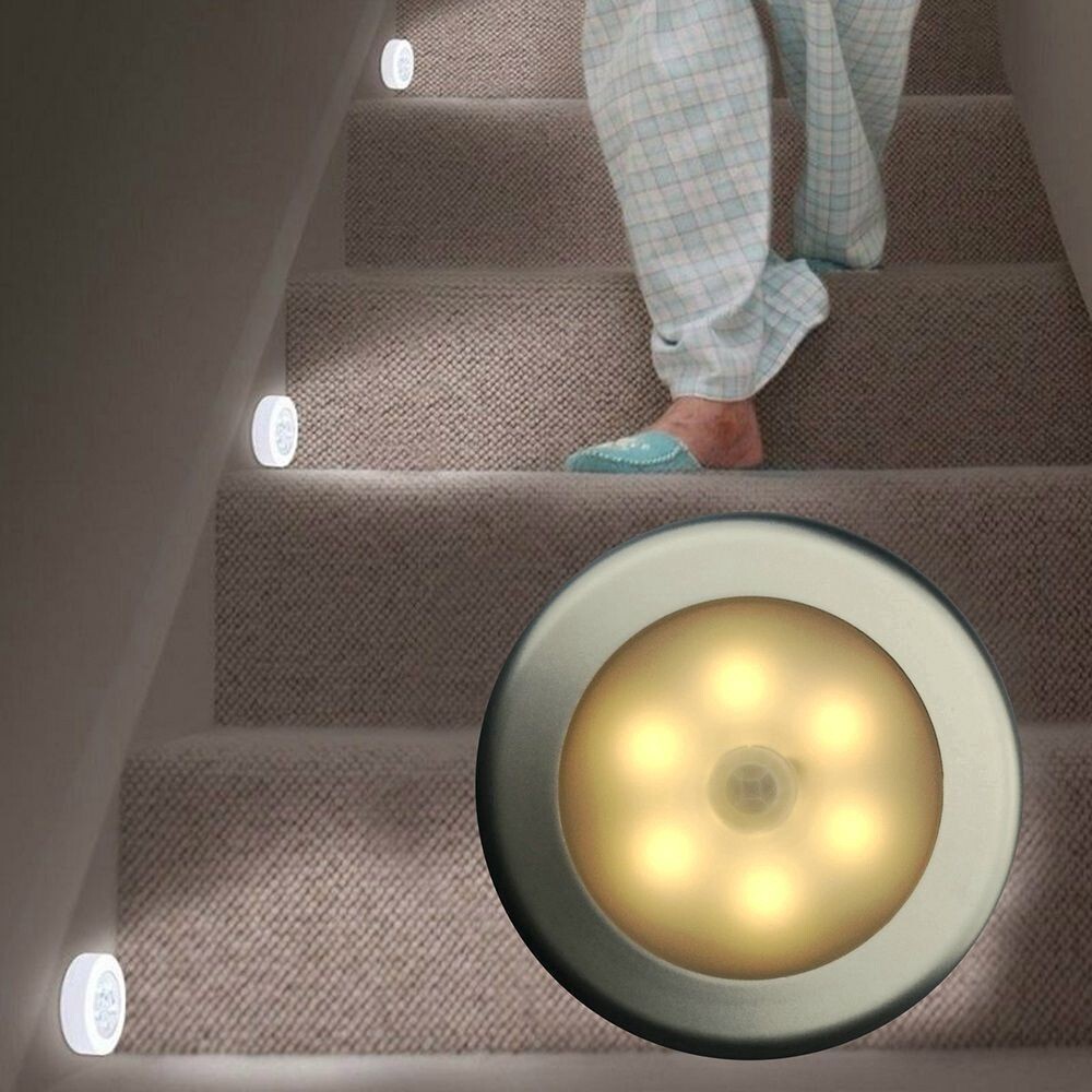 6 Đèn LED Không Dây Cảm Biến Kích Hoạt Chuyển Động Đèn Tường Cảm Biến Chuyển Động PIR Trong Nhà Tủ Đồ Tự Động Bật/Tắt