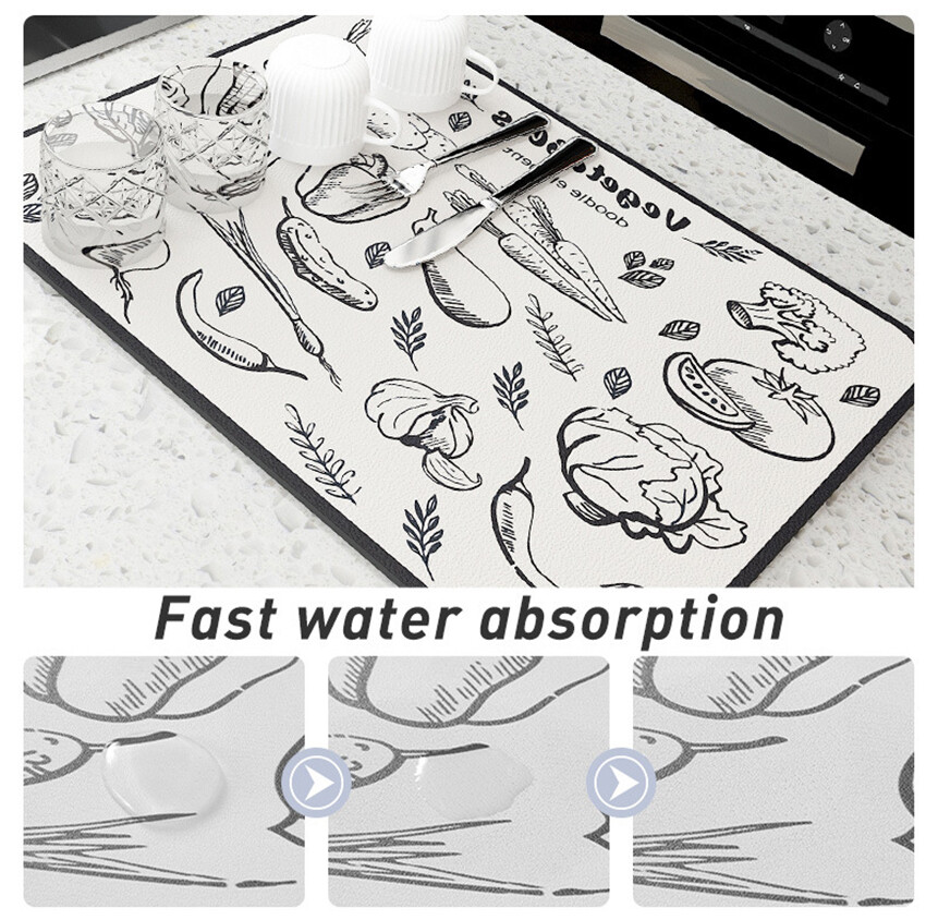 Tấm Lót Ráo Nước, Siêu Thấm Tấm Úp Bát Đĩa Tấm Làm Khô Nhanh Khăn Lót Đĩa 30*40Cm Đĩa Nhà Bếp Tấm Làm Khô Màu Nước/Miếng Lót Cà Phê