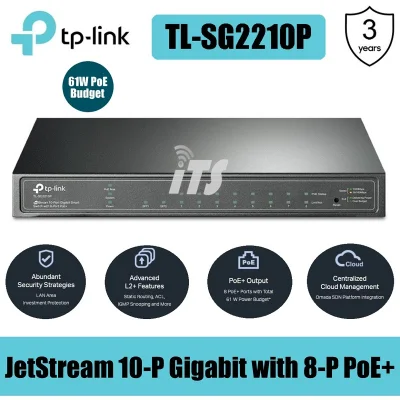 TP-Link Jetstream 10-Port Gigabit Switch with 8-Port PoE+ (TL-SG2210P)
