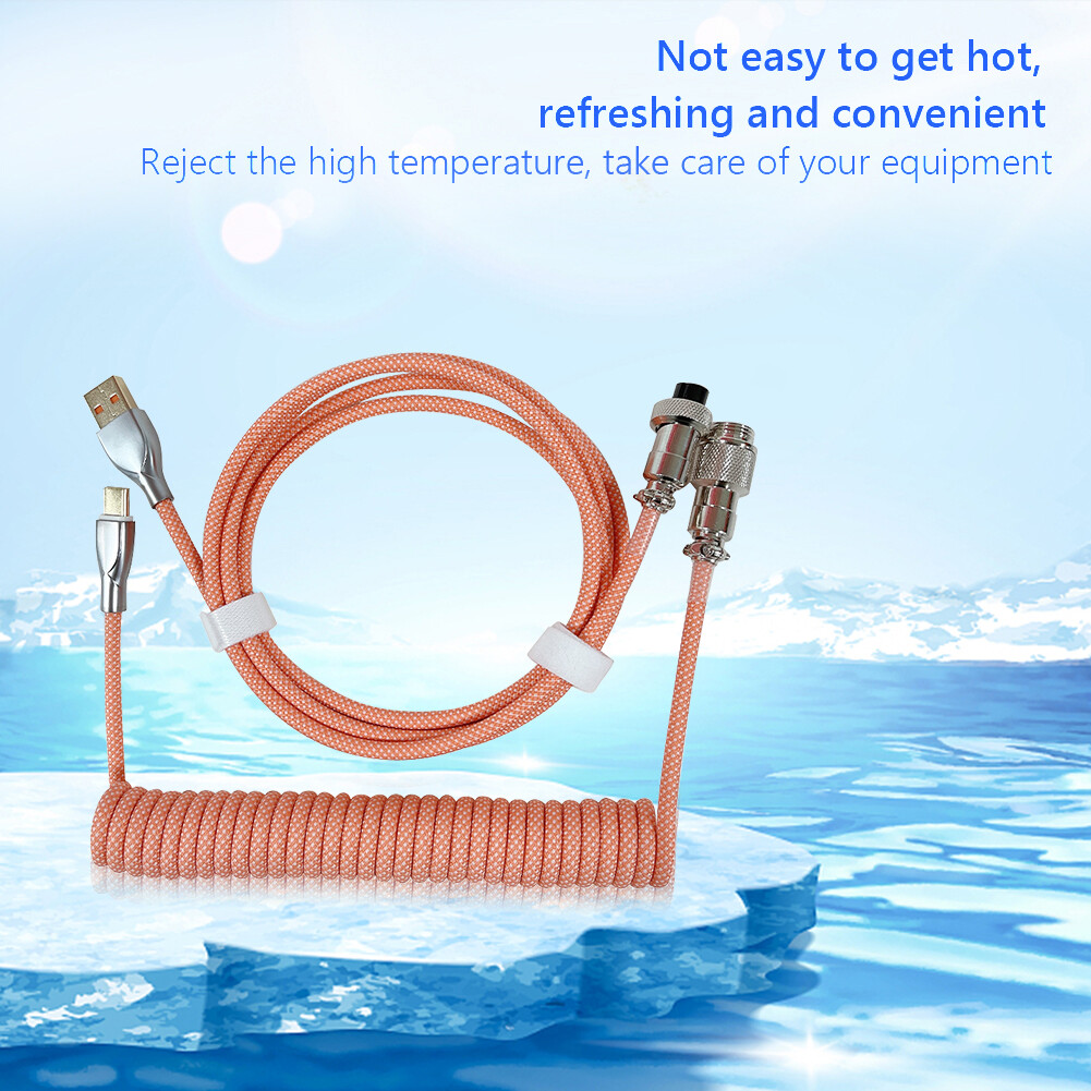 Type C USB Cable Keyboard Aviator for Mechanical Keyboard Aviation Connector Spiral Paracord
