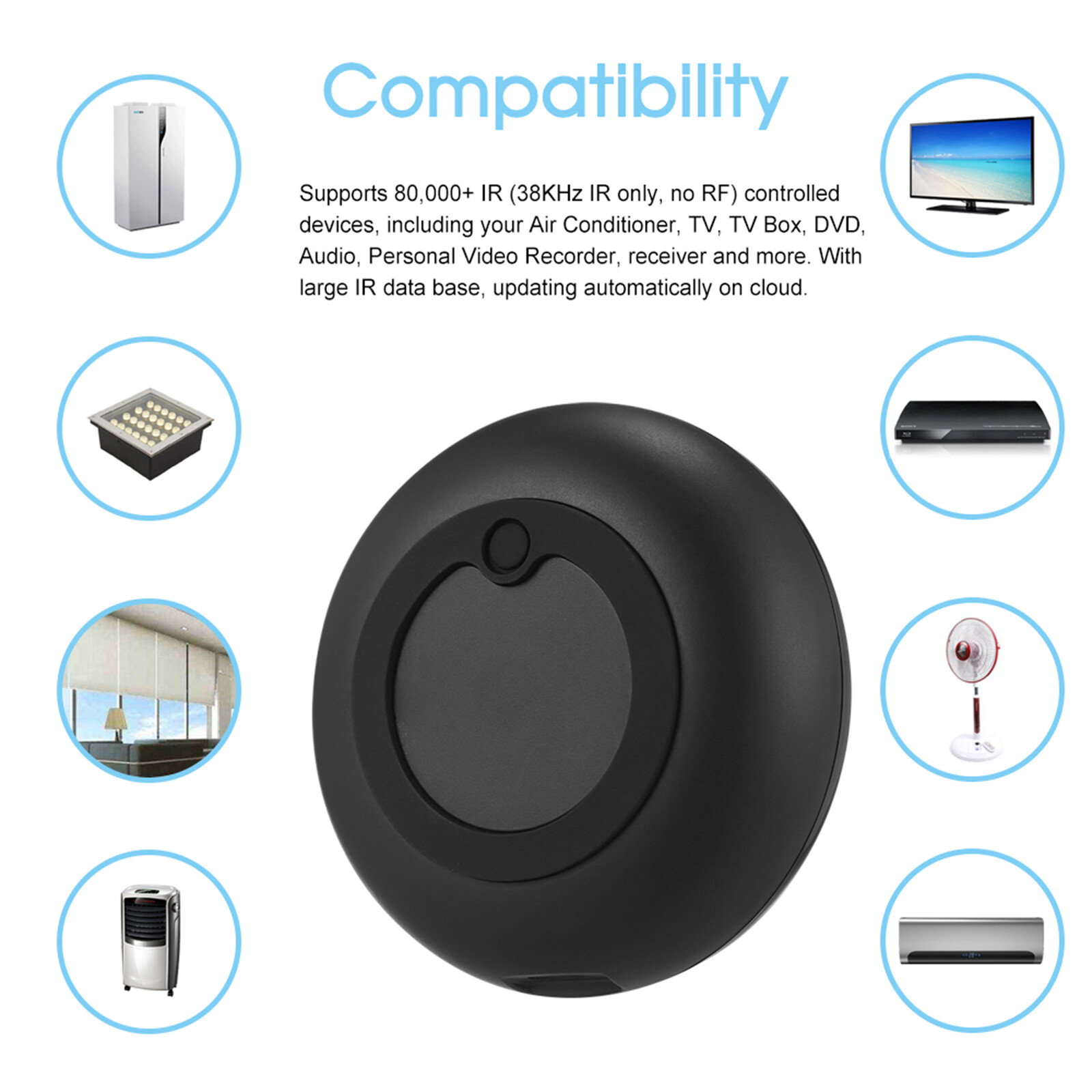 KKmoon Điều Khiển Từ Xa WiFi-IR Điều Khiển Hồng Ngoại Wi-Fi(2.4Ghz) Bộ Điều Khiển Từ Xa Hồng Ngoại Thông Dụng Cho Điều Hòa Không Khí TV DVD Sử Dụng Ứng Dụng Tuya Smart Life Tương Thích Với Alexa Google Home Điều Khiển Bằng Giọng Nói