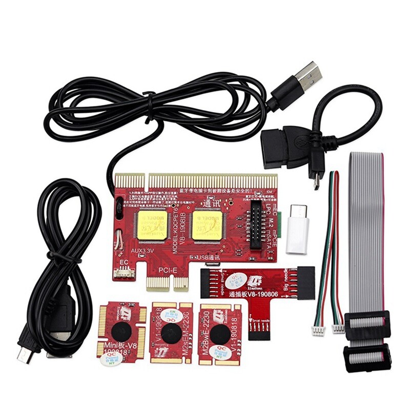 V8 multifunction laptop and desktop pc card universal post diagnostic test card support pci,pci-e,lpc,mini,msata