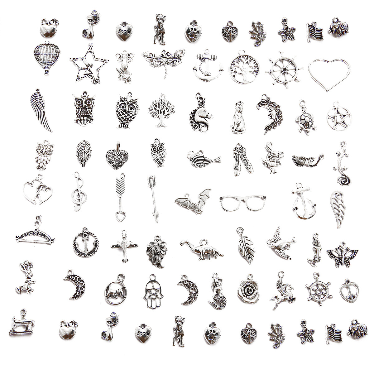 Random Mix 10Pcs Retro Animals Pendants Antique Gold Plants Beads Charms For Bracelets Earrings DIY Jewelry Making Findings