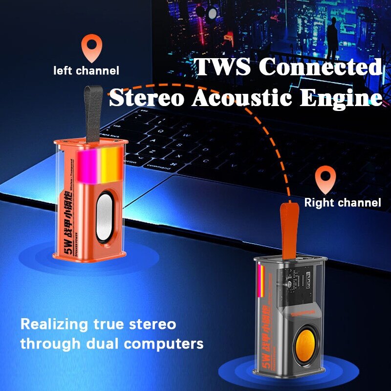 💖Original+FREE Shipping+COD💖 K08 Bluetooth Speaker Transparent Mech Audio TWS Two-Machine interconnection Rhythm Breathing Light 360° Stereo Surround