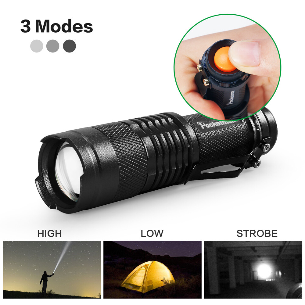 Original T6 Rechargeable Flashlight Waterproof Bright Mini L2 LED Flashlight Q5  LED Torchlight Adjustable Focus Zoom Outoor Flash Light Lamp Use 14500 or 18650 For Camping bicycle light Ultra Bright flashlight