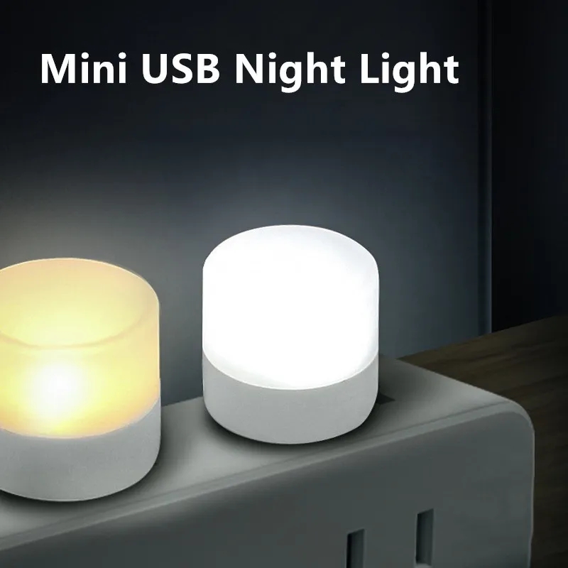 10 cái USB mini đèn ban đêm màu trắng ấm bảo vệ mắt Đèn đọc sách Phích cắm USB PC Ô tô điện Đèn Led sạc đèn ngủ